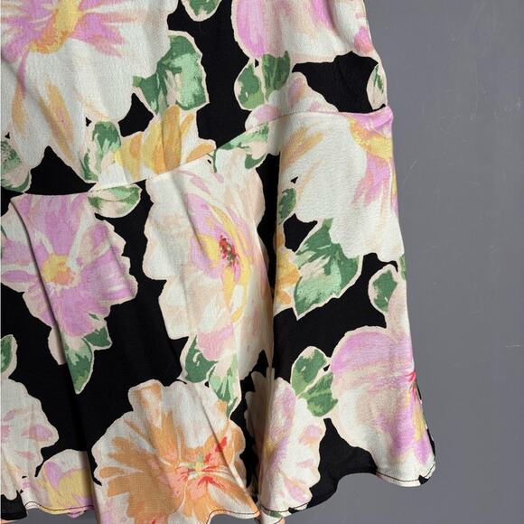 Sage the Label Pink and Black Floral Print Flowy A Line Skirt Size Large - Picture 2 of 7